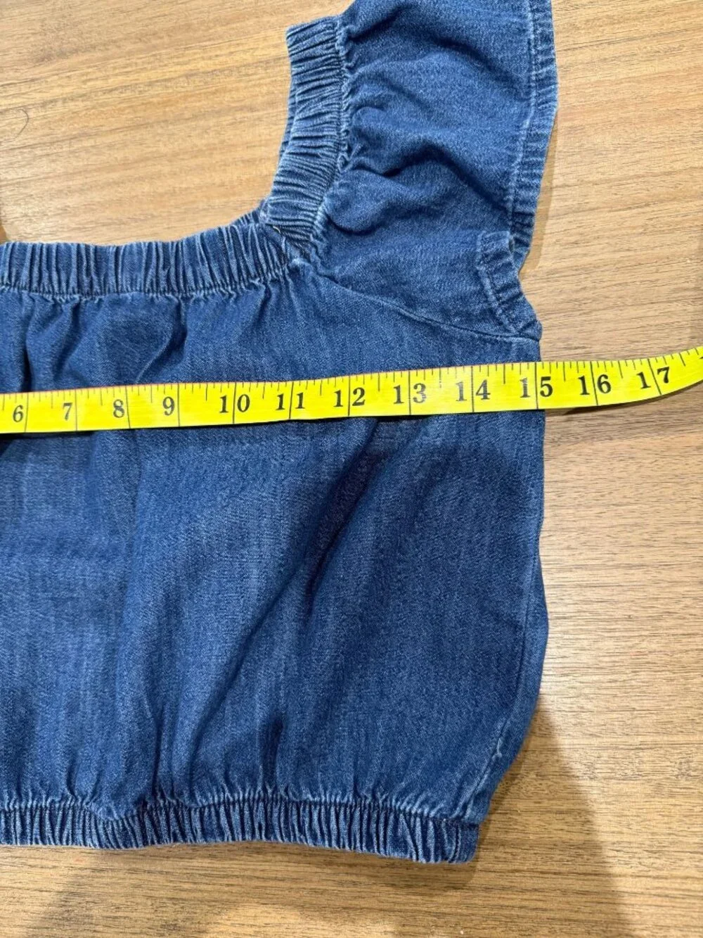 Gap Kids Flutter Sleeve Denim Top Size XL 12 Blue 100% Cotton Elastic